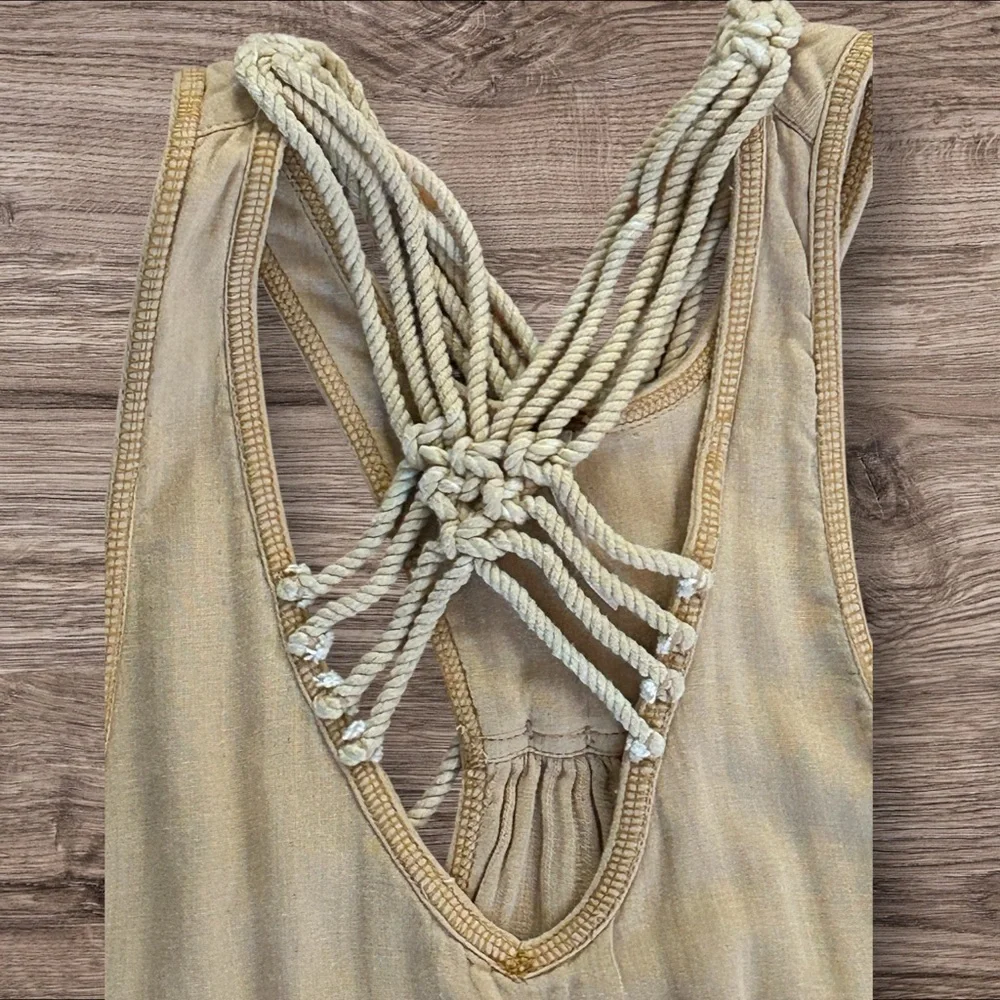 Free‎ People One and Only Macrame Racerback Tank Top XS Sand Beige EUC